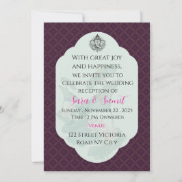 Cartão de Convite de Recepção de Casamento Elegant