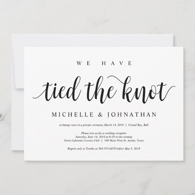 Cartão de Convite de Recepção de Casamento Simples (Frente)