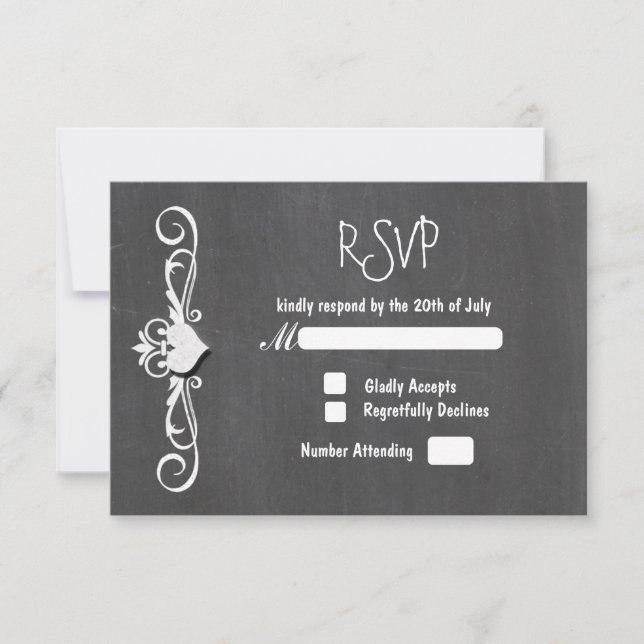 Cartão de convite de RSVP de casamento com coração (Frente)