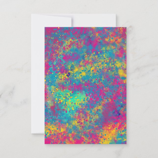 Cartão de Convite de Tinta Neon Colorida e Manchad (Frente)