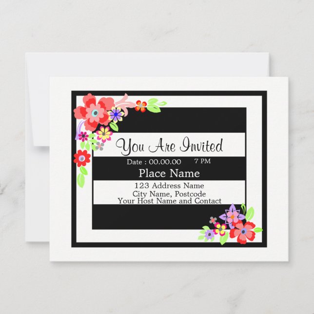 Cartão de Convite "Design Floral Gordo". (Frente)