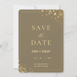 Cartão de Convite Dourado Elegante