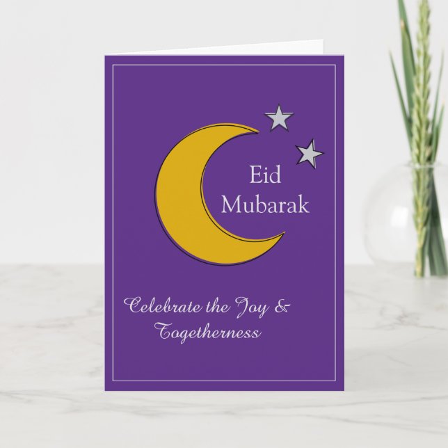 Cartão de Convite Eid Roxo Personalizável (Frente)