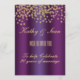 Cartão de Convite Elegante Dourado e Real Purple 5