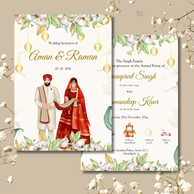 Cartão de convite elegante para Anand Karaj (Criador carregado)