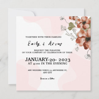 Cartão de Convite Elegante para Casamento de Cartã