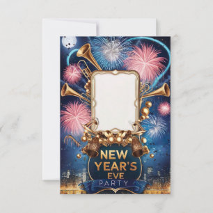 Cartão de Convite em Branco para Festa de Ano Novo