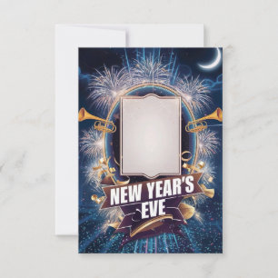 Cartão de Convite em Branco para Festa de Ano Novo