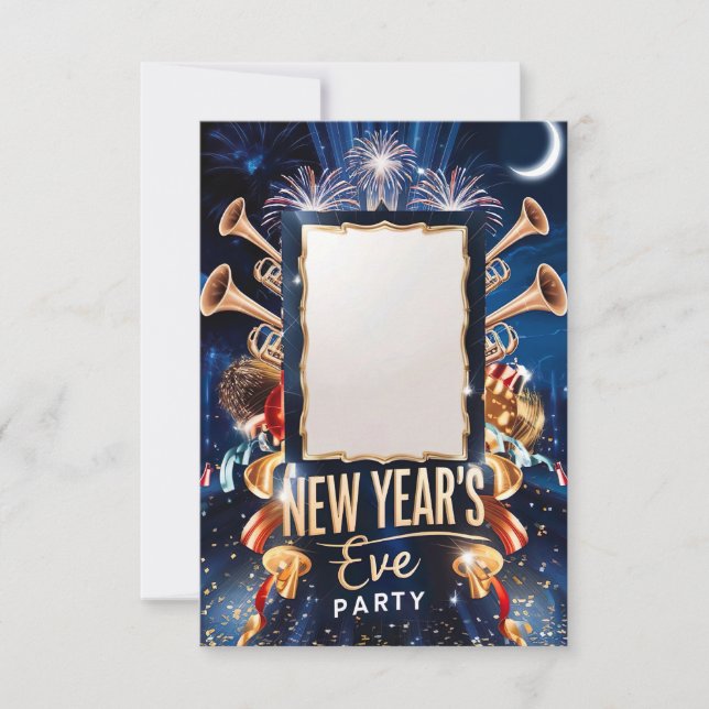 Cartão de Convite em Branco para Réveillon (Frente)