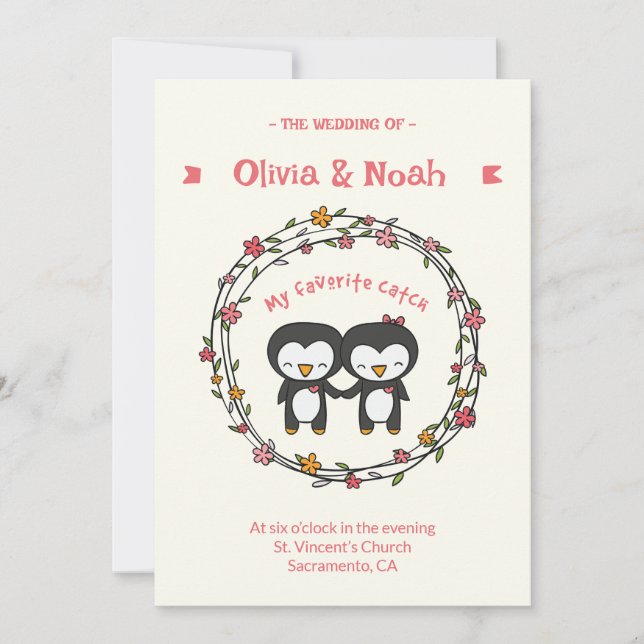 Cartão de convite Engraçado Penguin (Frente)