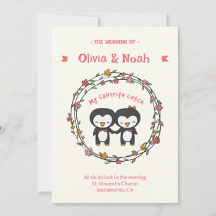 Cartão de convite Engraçado Penguin