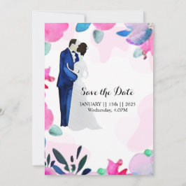 Cartão de convite floral de casamento salvar a dat