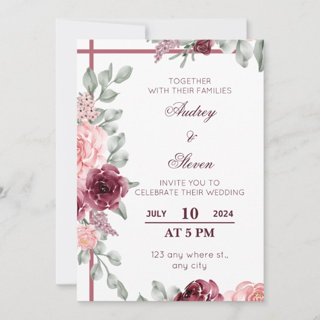 Cartão de Convite Floral Elegante (Frente)