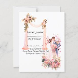 Cartão de Convite Floral Elegante - Romântico