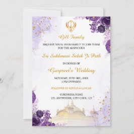 Cartão de Convite Floral Sukhmani Sahib Purple Flo