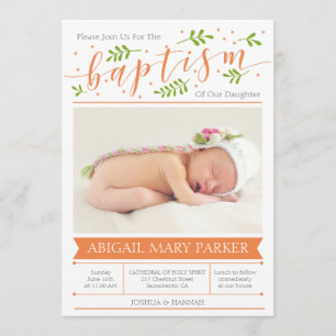 Cartão de Convite Fotográfico Baptism de Caligra