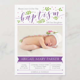 Cartão de Convite Fotográfico Baptism para Caligra