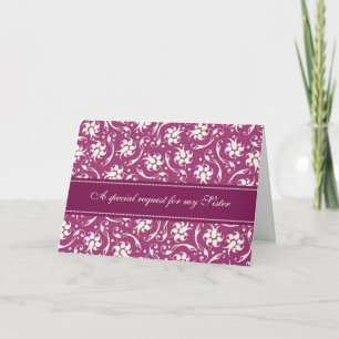 Cartão de Convite Irmã Roxo Fuchsia Bridesmaid