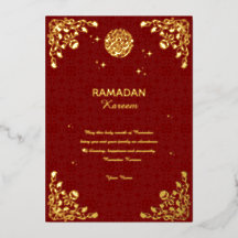 Cartão de Convite Islâmico Folha Dourada Ramadan K