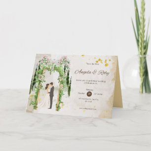 Cartão de Convite Moderno de Casamento Minimalista