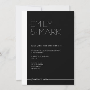 Cartão de Convite Monocromático Mínimo EMILY Moder