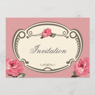 Cartão de convite multiuso floral rosa Vintage