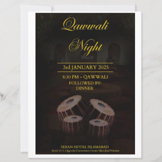 Cartão de Convite Noturno Elegante Qawwali