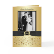 Cartão de Convite para 50 anos de Foto Dupla