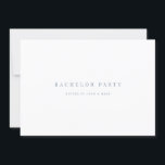 Cartão de Convite para a Parte de Solteiro Azul e<br><div class="desc">Este elegante script azul e branco de bachelor de cartão de convite apresenta um script moderno e texto limpo para um design simples e na moda que você vai adorar. Adicione texto personalizado para fornecer qualquer informação adicional necessária para seus convidados. Sinta-se à vontade para me enviar mensagens com qualquer...</div>