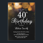 Cartão de Convite para aniversário de 40 anos de G<br><div class="desc">Cartão De Convite Dourado Para O aniversário de 40 anos De Glitter. Aniversário Adulto. Dourado Fundo Do Bokeh. 16º 18º 80 21 30 40º 50º rua 100º 70. Qualquer Idade.
Para mais personalização,  clique no botão "Personalizar" e use a ferramenta design para modificar este modelo.</div>