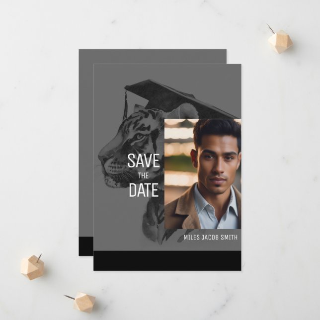 Cartão de Convite para Anúncio de Graduação Único (Frente/Verso In Situ)