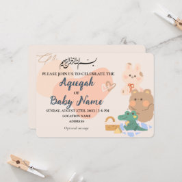 Cartão de Convite para Aqiqah Muçulmano Neutro Mod