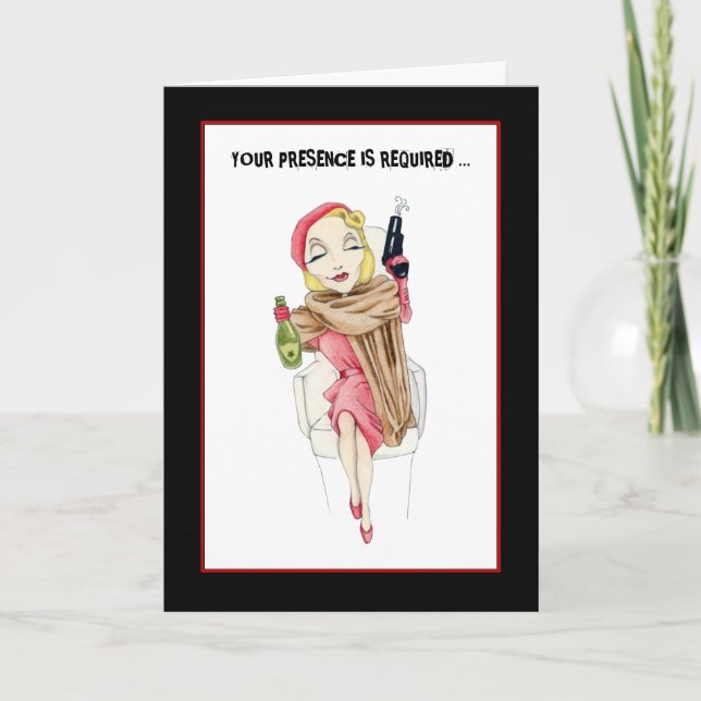 Cartão de Convite para Assassinato de Femme Fatale (Frente)