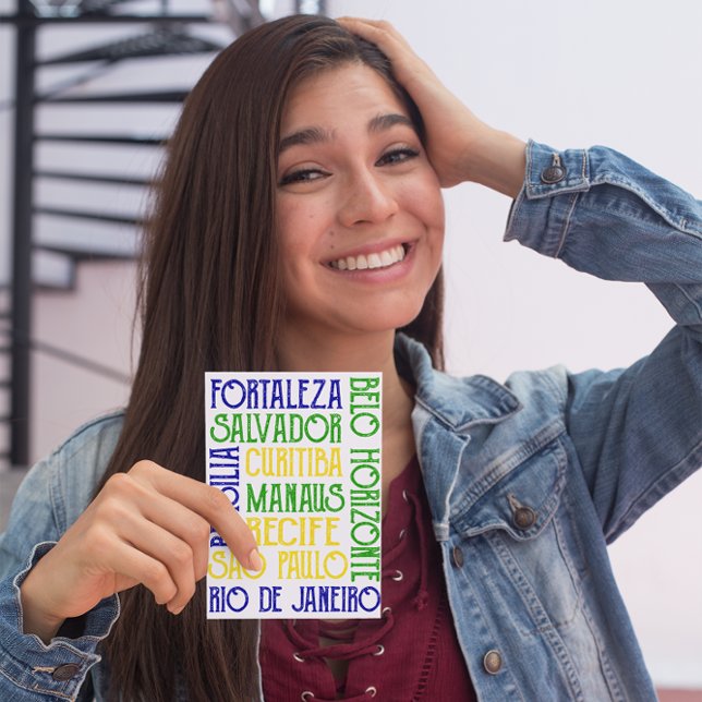 Cartão de Convite para Bandeira Brasileiro com Nom (Brazil Rio Sao Paulo Flag Postcard)