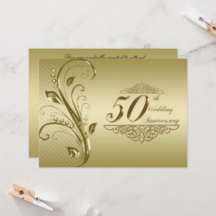 Cartão de Convite para Bodas de Ouro 50 anos