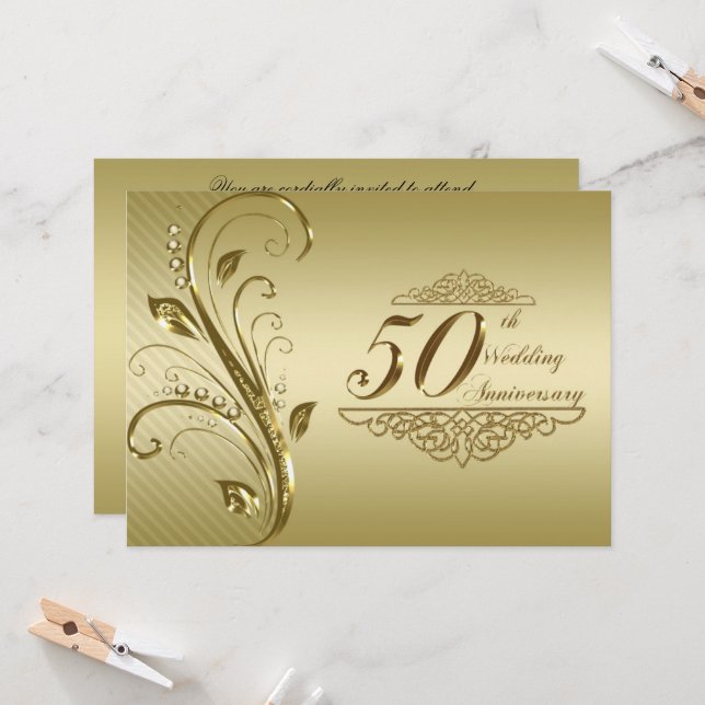 Cartão de Convite para Bodas de Ouro 50 anos (Frente/Verso In Situ)