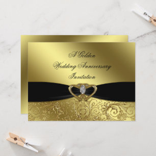Cartão de Convite para Bodas de Ouro de 50 Anos de