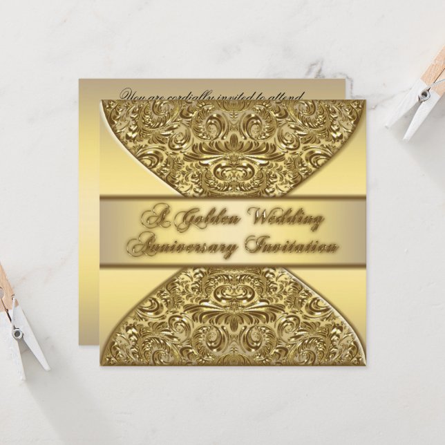 Cartão de Convite para Bodas de Ouro de 50 Anos de (Frente/Verso In Situ)