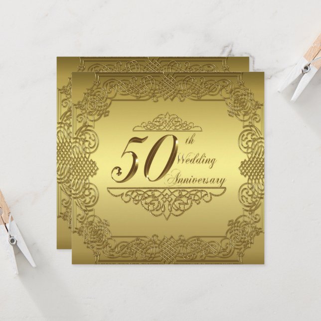 Cartão de Convite para Bodas de Ouro de 50 Anos de (Frente/Verso In Situ)