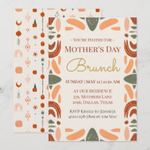 Cartão de Convite para Brunch do Dia das Mães Boho