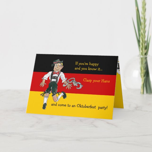 Cartão de Convite para Cartoon Engraçado Oktoberfe (Frente)
