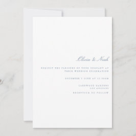 Cartão de Convite para Casamento Azul e Branco Dus