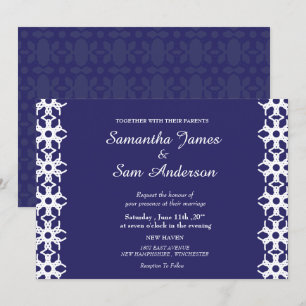 Cartão de Convite para Casamento Azul Real