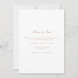 Cartão de Convite para Casamento Branco Dourado de
