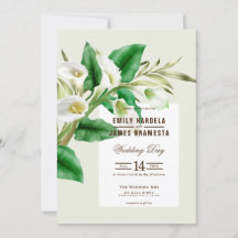 Cartão de Convite para Casamento Cala Lily Waterco