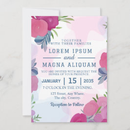 Cartão de convite para casamento de aquarela natur
