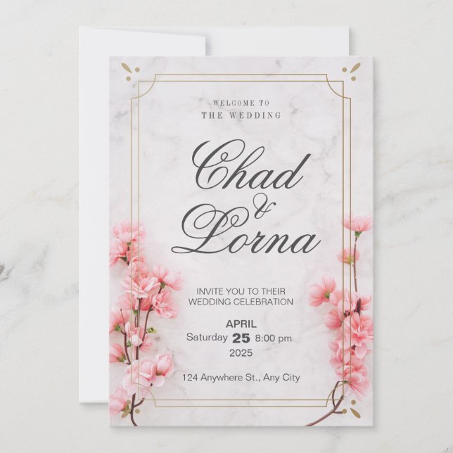 Cartão de Convite para Casamento de Cores de Água  (Frente)