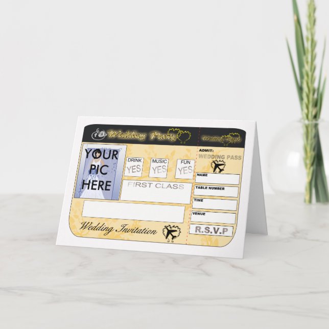 Cartão de Convite para Casamento de Embarque (Frente)