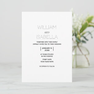 Cartão de Convite para Casamento de estilo simples