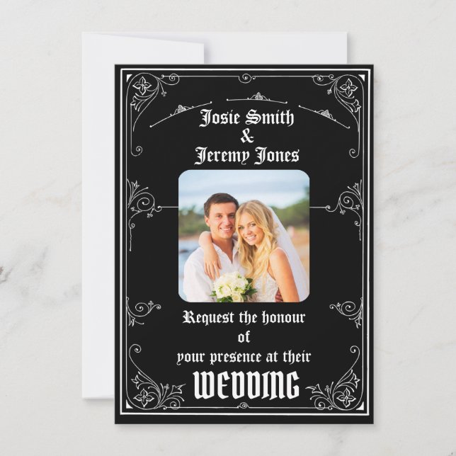 Cartão de Convite para Casamento de Foto Mínimo pa (Frente)